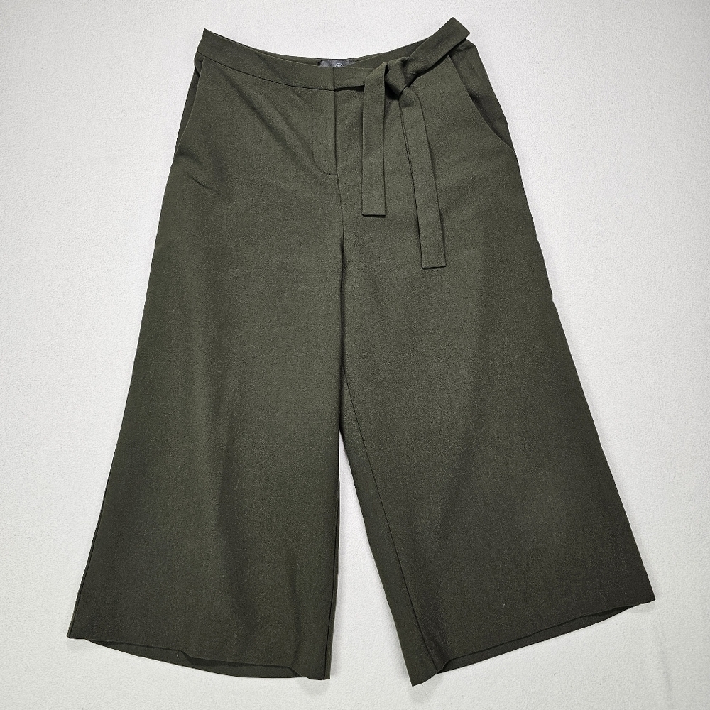 Missguided Tie Front Wide Leg Culottes, Army Green Size 6